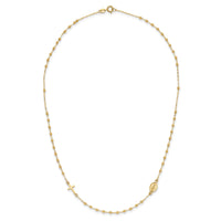 14K Polished Miraculous Medal and Cross Rosary Design Necklace-SF3057-16.5