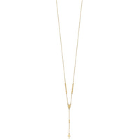 14K Rosary Design Miraculous Medal Cross Y-Drop Necklace-SF3060-17.75