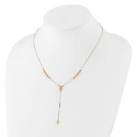 14K Rosary Design Miraculous Medal Cross Y-Drop Necklace-SF3060-17.75