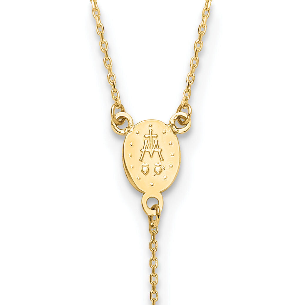 14K Rosary Design Miraculous Medal Cross Y-Drop Necklace-SF3060-17.75