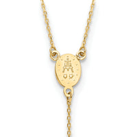 14K Rosary Design Miraculous Medal Cross Y-Drop Necklace-SF3060-17.75