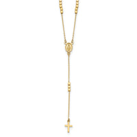 14K Rosary Design Miraculous Medal Cross Y-Drop Necklace-SF3060-17.75