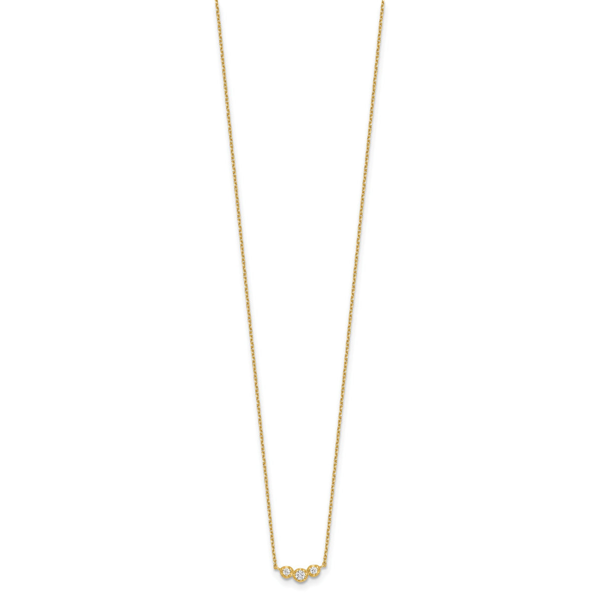 14k Polished 3 Stone CZ 18in with 2in ext. Necklace-SF3063-18