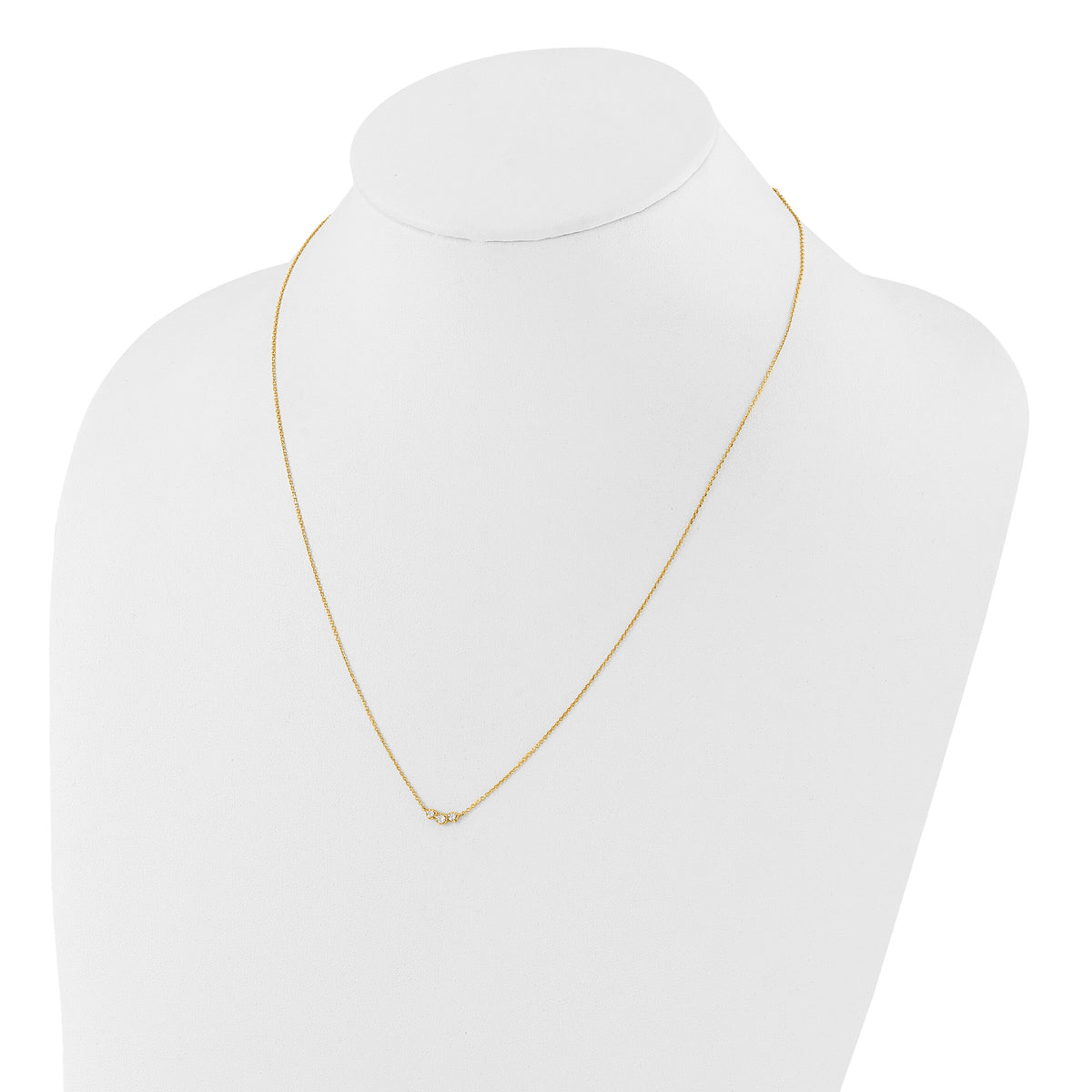 14k Polished 3 Stone CZ 18in with 2in ext. Necklace-SF3063-18