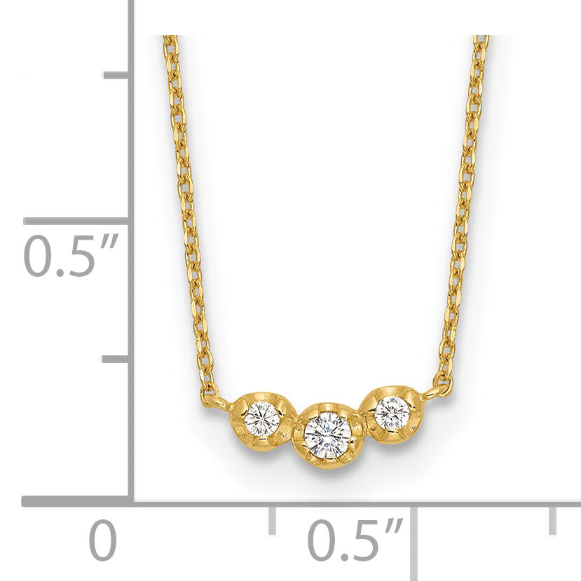 14k Polished 3 Stone CZ 18in with 2in ext. Necklace-SF3063-18