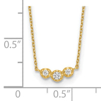 14k Polished 3 Stone CZ 18in with 2in ext. Necklace-SF3063-18