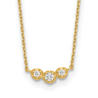 14k Polished 3 Stone CZ 18in with 2in ext. Necklace-SF3063-18