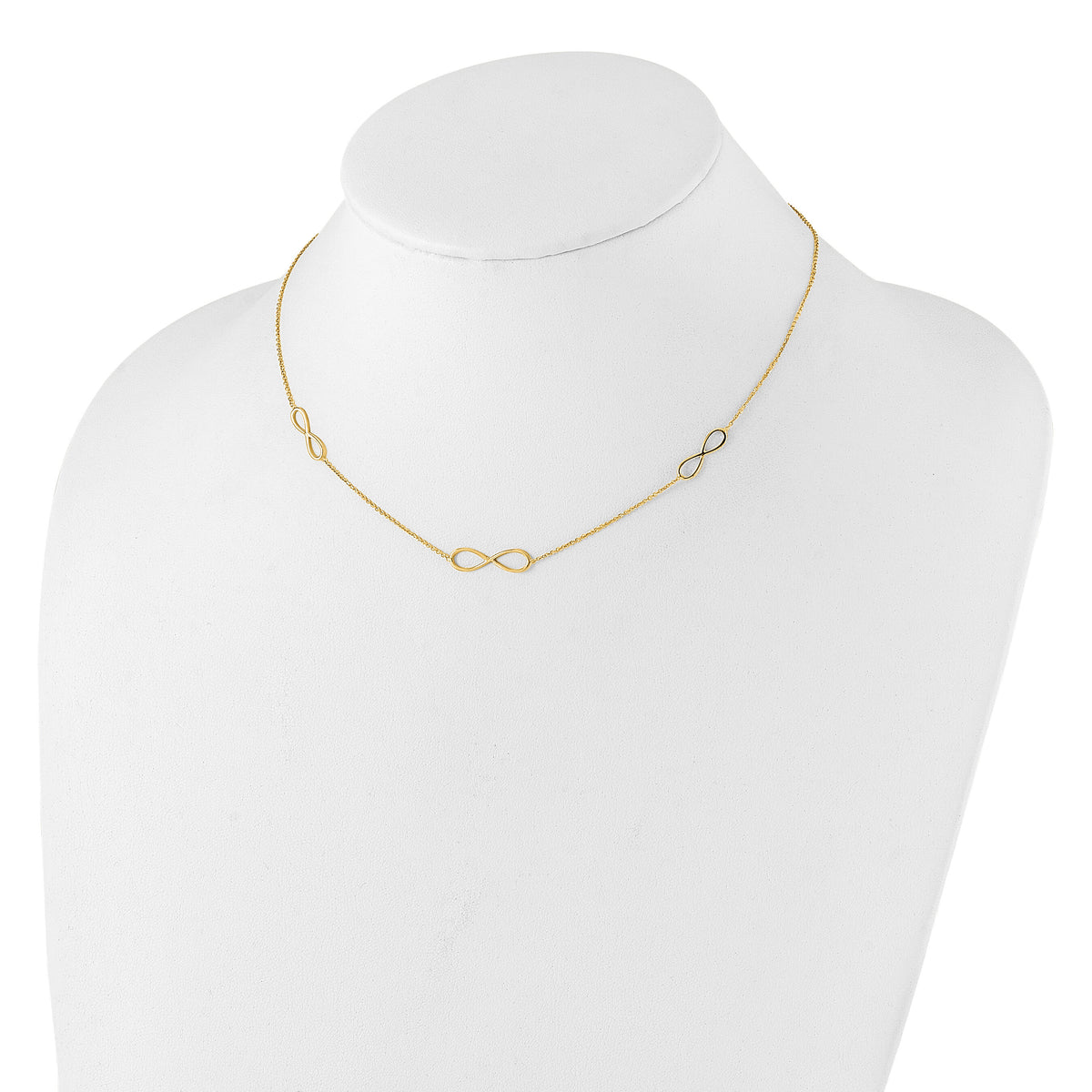 14K Polished Infinity Stations 16in with 2in ext. Necklace-SF3067-16