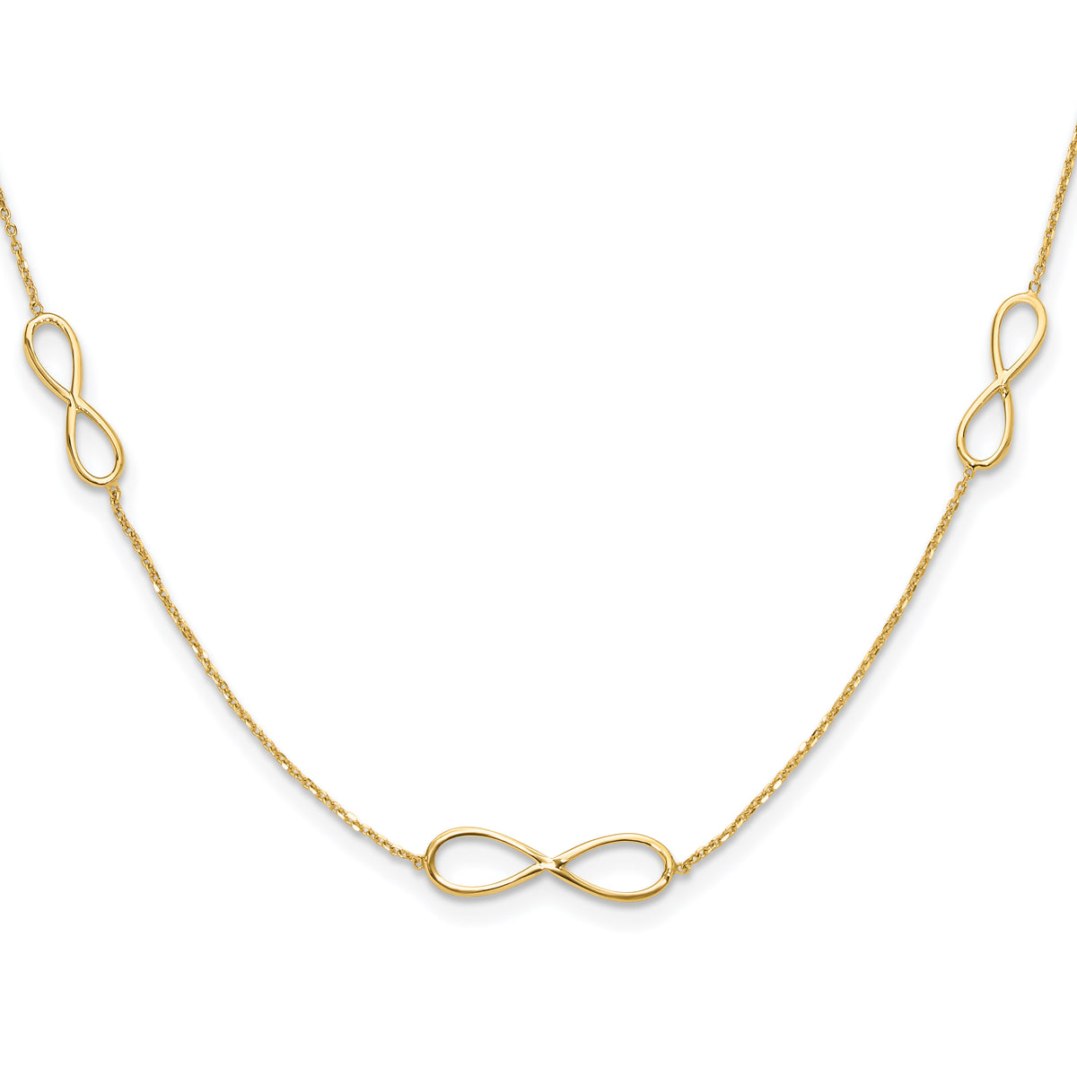 14K Polished Infinity Stations 16in with 2in ext. Necklace-SF3067-16