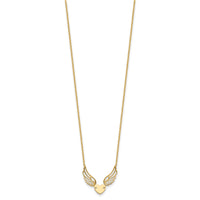 14K Polished Wings and Heart 17in Necklace-SF3068-17