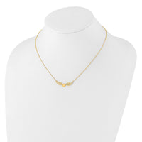 14K Polished Wings and Heart 17in Necklace-SF3068-17