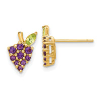 14K Gold Amethyst and Peridot Grapes Post Earrings-SF3069E