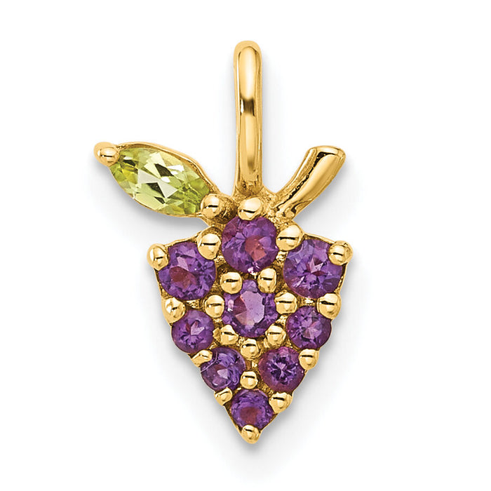 14K Gold Amethyst and Peridot Grapes Chain Slide-SF3069P