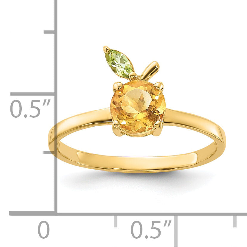 14K Gold Citrine and Peridot Orange Ring-SF3070R