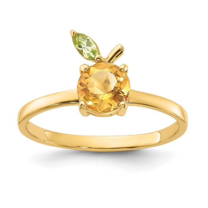 14K Gold Citrine and Peridot Orange Ring-SF3070R