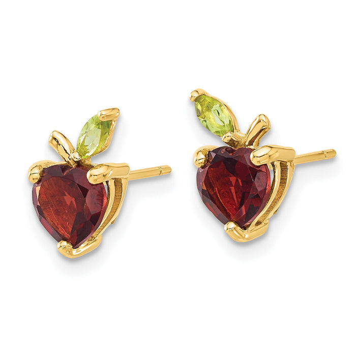 14K Gold Garnet and Peridot Apple Post Earrings-SF3071E