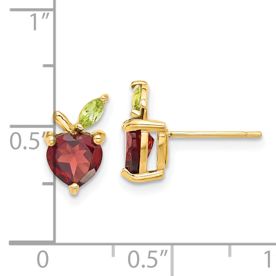 14K Gold Garnet and Peridot Apple Post Earrings-SF3071E