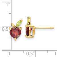 14K Gold Garnet and Peridot Apple Post Earrings-SF3071E