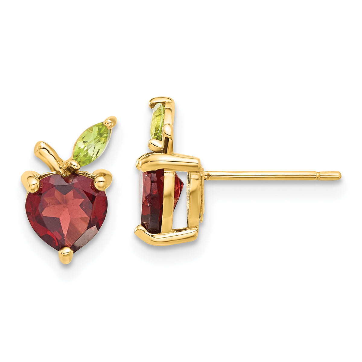 14K Gold Garnet and Peridot Apple Post Earrings-SF3071E