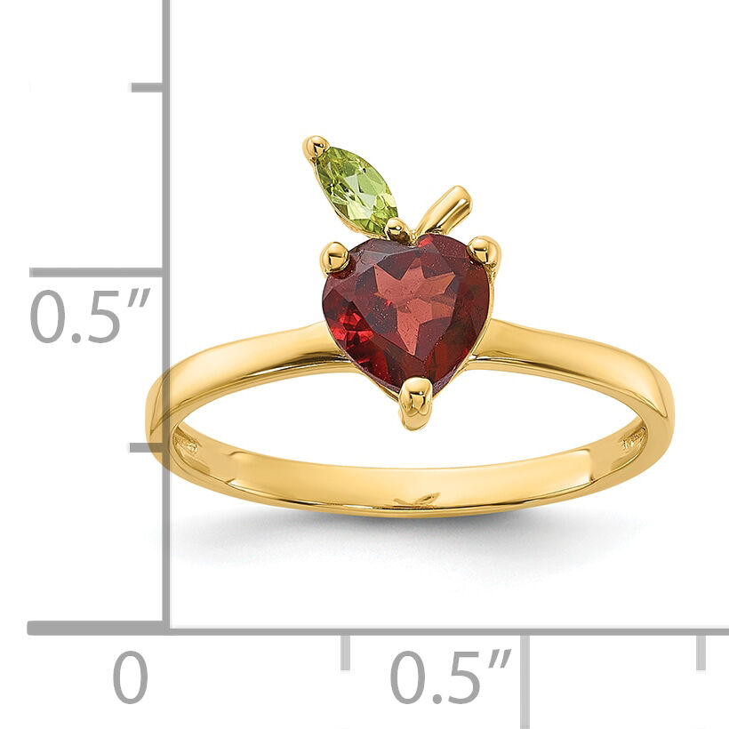 14K Gold Garnet and Peridot Apple Ring-SF3071R