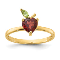 14K Gold Garnet and Peridot Apple Ring-SF3071R