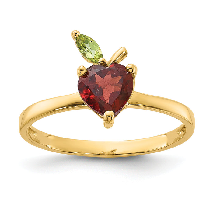 14K Gold Garnet and Peridot Apple Ring-SF3071R