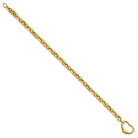 14k Polished & Twisted Link Heart Clasp 7.5 in Bracelet-SF3092-7.5