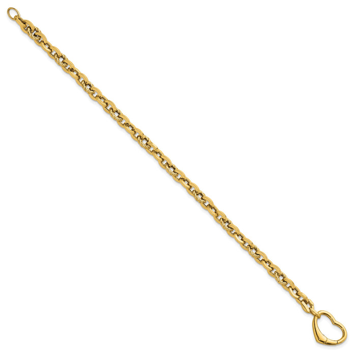 14k Polished & Twisted Link Heart Clasp 7.5 in Bracelet-SF3092-7.5
