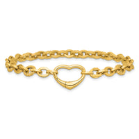 14k Polished & Twisted Link Heart Clasp 7.5 in Bracelet-SF3092-7.5