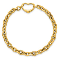 14k Polished & Twisted Link Heart Clasp 7.5 in Bracelet-SF3092-7.5