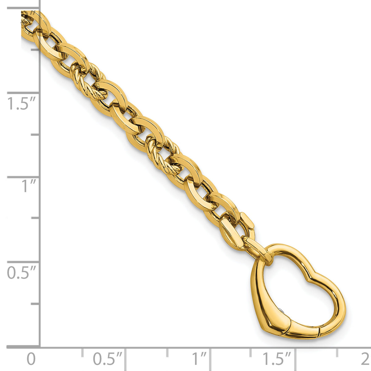 14k Polished & Twisted Link Heart Clasp 7.5 in Bracelet-SF3092-7.5