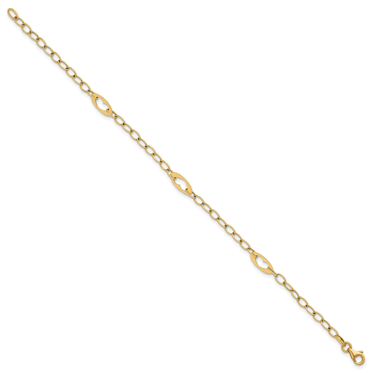 14k Polished Heart Link 7.25in Bracelet-SF3096-7.25