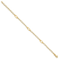 14k Polished Heart Link 7.25in Bracelet-SF3096-7.25