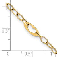 14k Polished Heart Link 7.25in Bracelet-SF3096-7.25