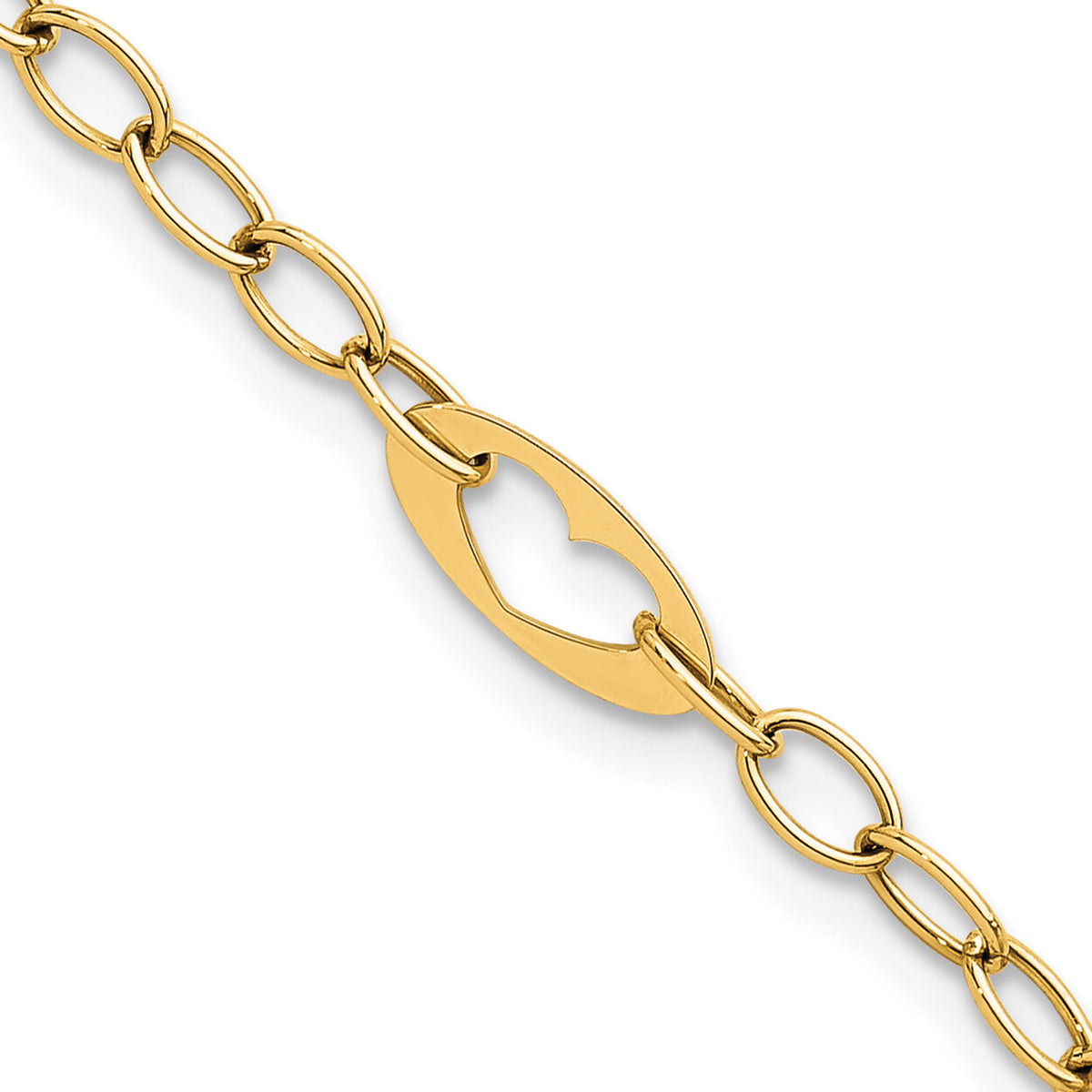 14k Polished Heart Link 7.25in Bracelet-SF3096-7.25