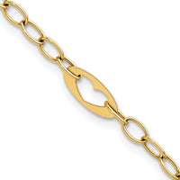 14k Polished Heart Link 7.25in Bracelet-SF3096-7.25