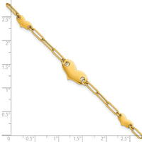 14k Polished Paperclip Link With Hearts 7.5in Bracelet-SF3097-7.5