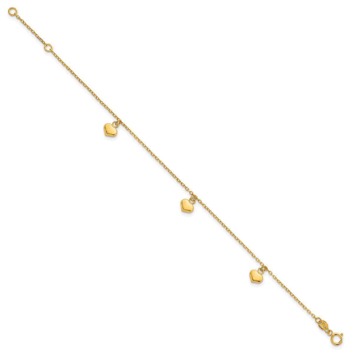 14k Polished 3D Heart w/.75in Ext Bracelet-SF3100-6.5