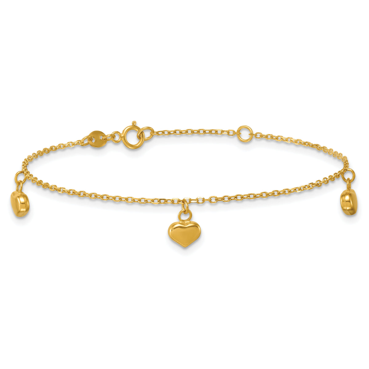 14k Polished 3D Heart w/.75in Ext Bracelet-SF3100-6.5