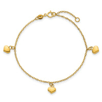 14k Polished 3D Heart w/.75in Ext Bracelet-SF3100-6.5