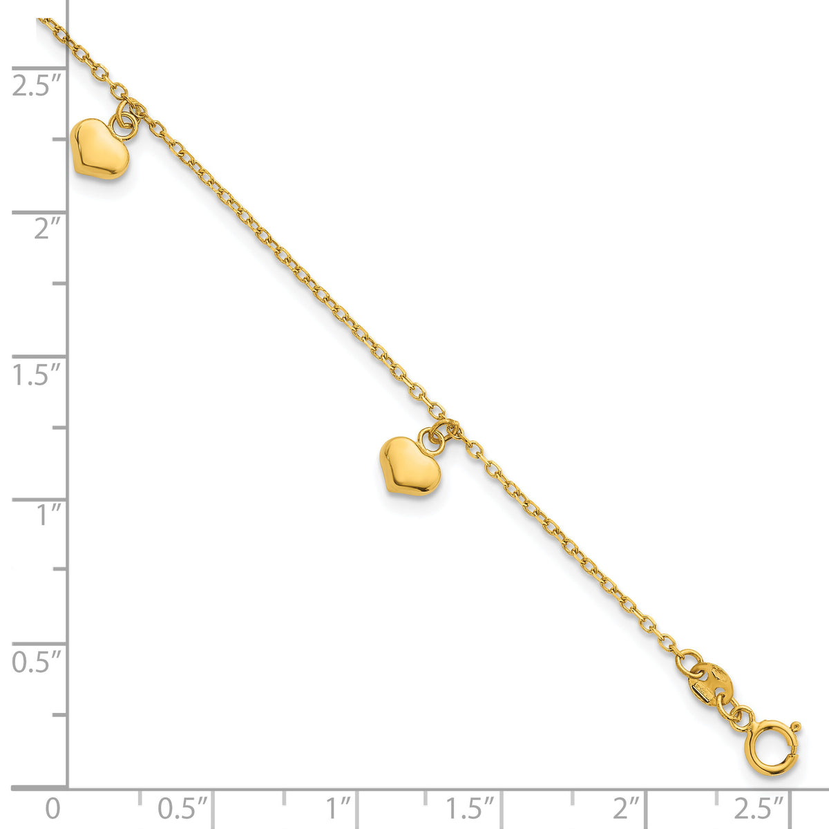 14k Polished 3D Heart w/.75in Ext Bracelet-SF3100-6.5