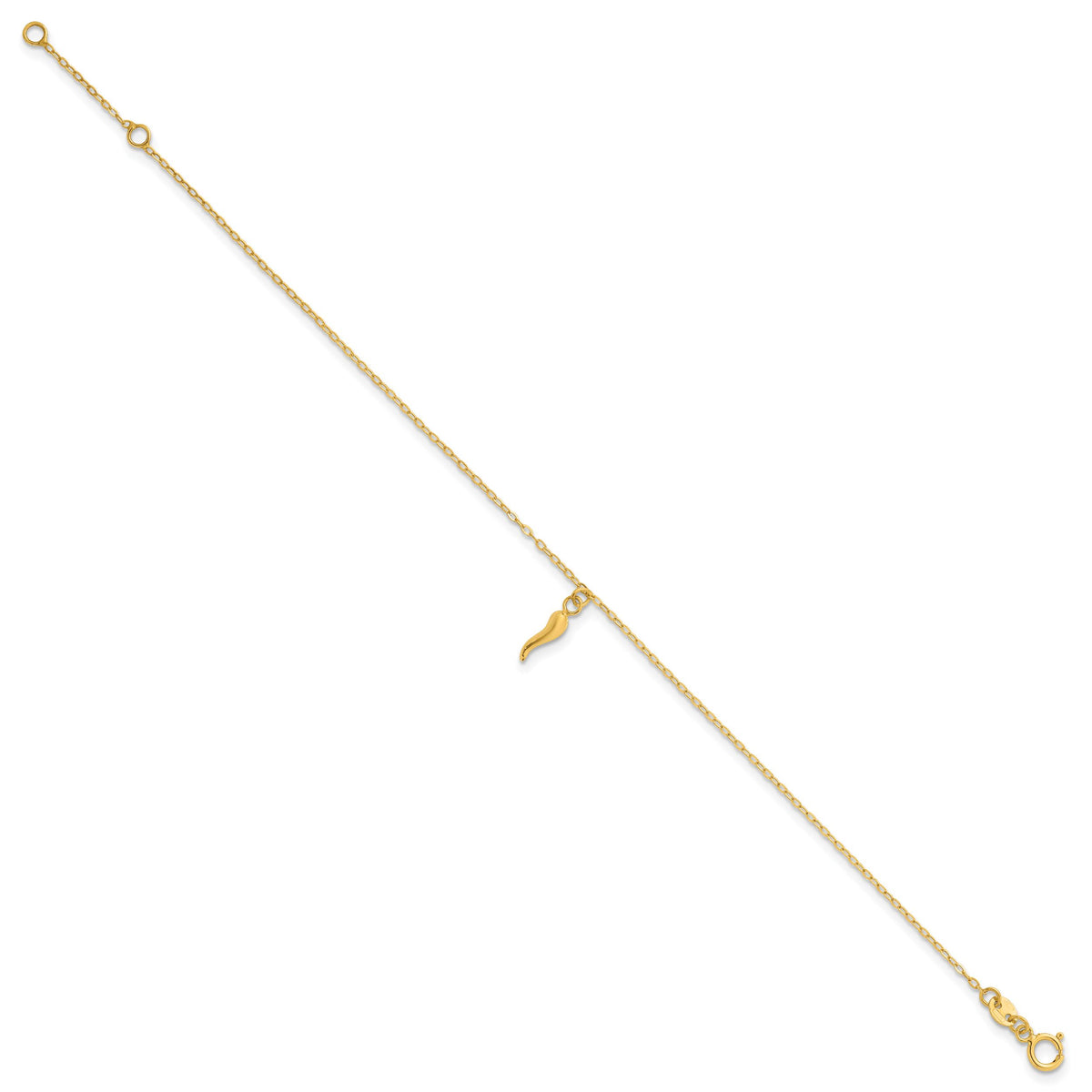 14k Polished Italian Horn Dangles w/.75in Ext Bracelet-SF3105-6.5