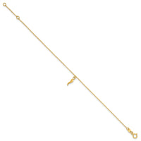 14k Polished Italian Horn Dangles w/.75in Ext Bracelet-SF3105-6.5