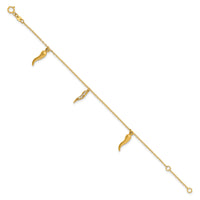 14k Polished CZ Italian Horns w/.75in Ext Bracelet-SF3106-5.75