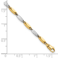 14k Two-tone Polished and Textured Fancy Link 7.5in Bracelet-SF3107-7.5