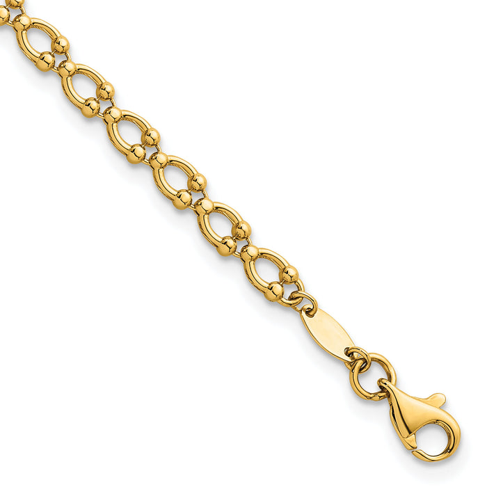 14k Polished Fancy Link 7in Bracelet-SF3108-7