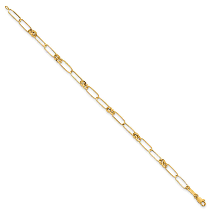 14k Polished Fancy Link 7.5in Bracelet-SF3109-7.5