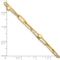14K Polished and Beaded 2-Strand Fancy Link 7.5 Inch Bracelet-SF3110-7.5