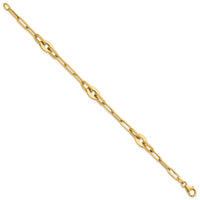 14K Polished Flat Oval and Paperclip Link 7.25 Inch Bracelet-SF3114-7.25