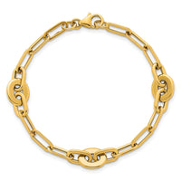 14K Polished Flat Oval and Paperclip Link 7.25 Inch Bracelet-SF3114-7.25
